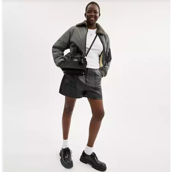 COACH Andrea Carryall Bag Crossbody In Crocodile-embossed Leather CR105 Black - Picture 5 of 10